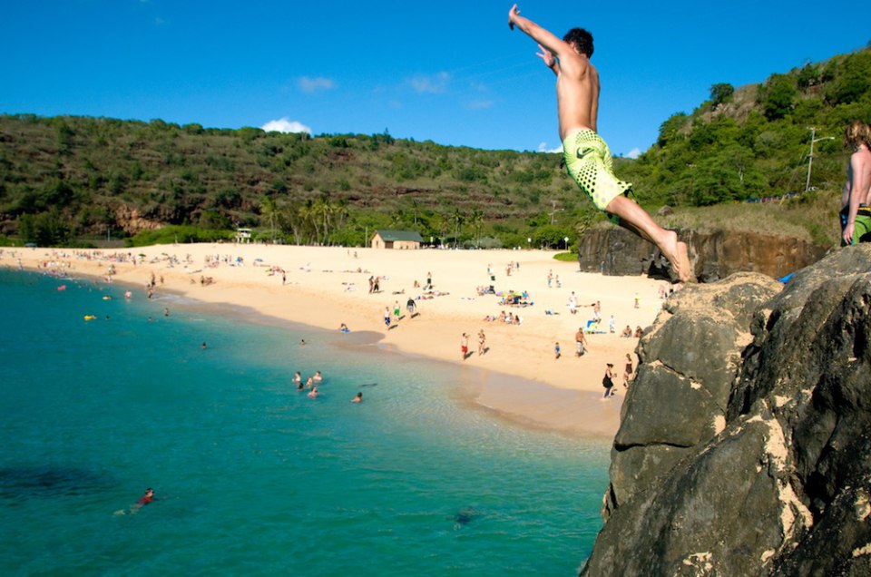 Cliff Jumping on Oahu.